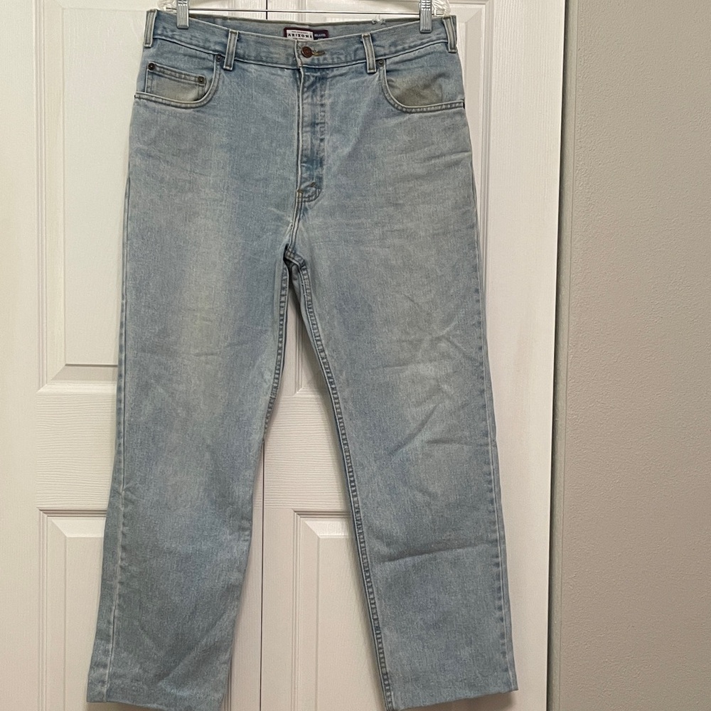 ✔️ARIZONA Relaxed Fit Denim Jeans 36x28 HEMMED Used Light Washed